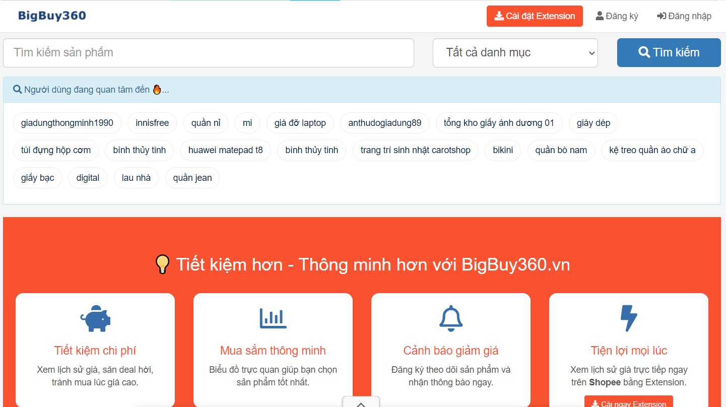 BigBuy360 - Lịch sử giá, tìm kiếm sản phẩm Shopee, Tiktok Shop, Lazada - So sánh giá- bigbuy360.vn